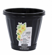 VASO 11,5X13CM C/ PRATO PRETO - Distribuidora 12 de Outubro