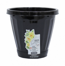 VASO 14,5X17CM C/ PRATO PRETO - Distribuidora 12 de Outubro