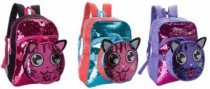 MOCHILA JUVENIL FEMININA C LANTEJOULA GATINHA - Distribuidora 12 de Outubro