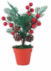 DECORCAO DE NATAL PLANTA COM VASO 17CM - Distribuidora 12 de Outubro