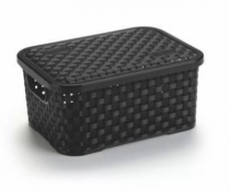 CESTO RATTAN MULTIUSO C/ TAMPA 2,5 LTS PRETO - Distribuidora 12 de Outubro