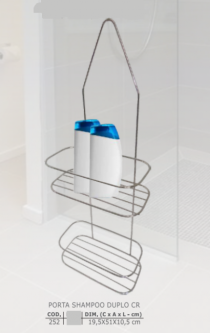 PORTA SHAMPOO DUPLO CROMADO 19,5X51X10,5CM - Distribuidora 12 de Outubro