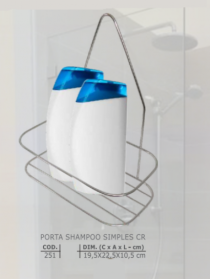 PORTA SHAMPOO SIMPLES CROMADO 20X23X11CM - Distribuidora 12 de Outubro
