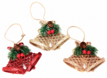 ENFEITE ARVORE SINO DUPLO GLITTER 1 PECA 10CM - Distribuidora 12 de Outubro