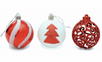 BOLA DECOR BRANCA E VERMELHA - Distribuidora 12 de Outubro