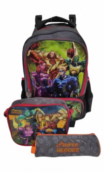 KIT MOCHILA LANCHEIRA E ESTOJO SUPER HEROIS - Distribuidora 12 de Outubro